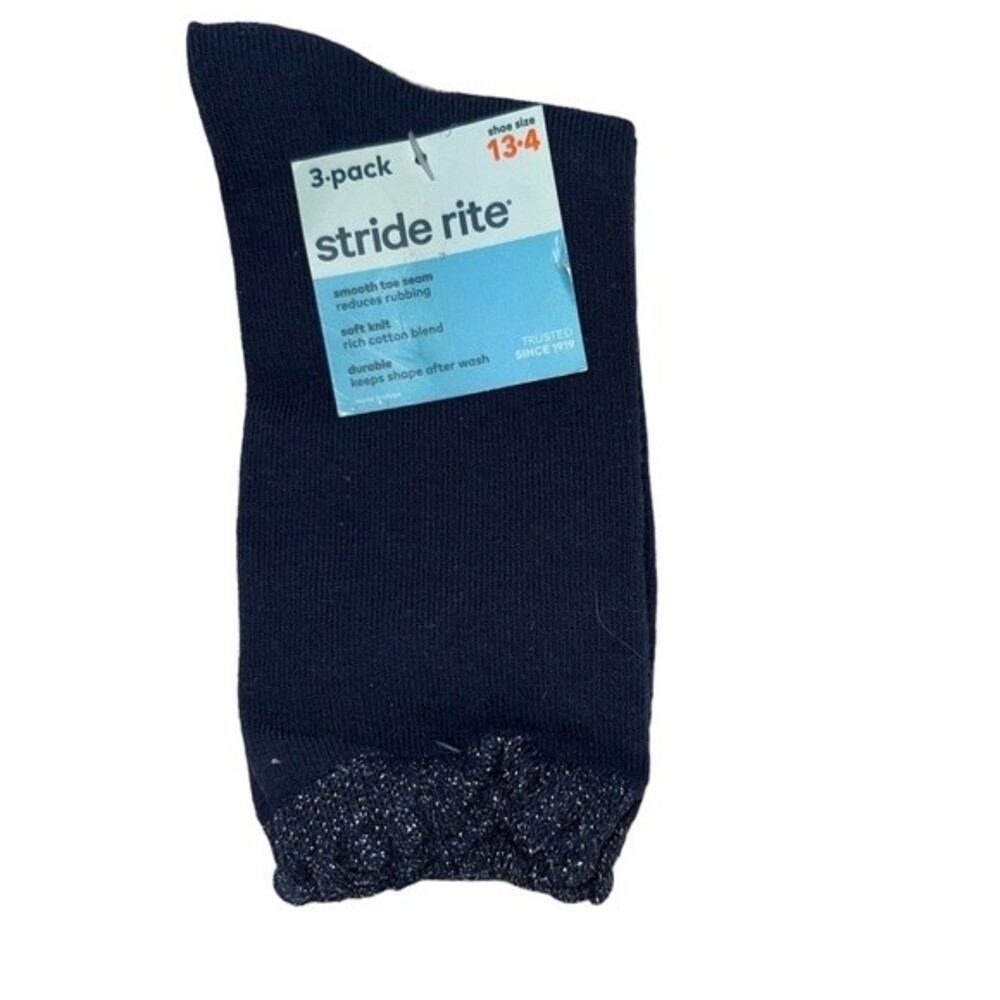 NWT 3 Pack Stride Rite Girl’s Ruffled Glittery Socks Size 13-4 Back to School